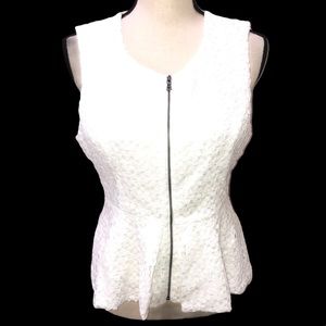 BCBG Maxazria white floral lace sleeveless shell S